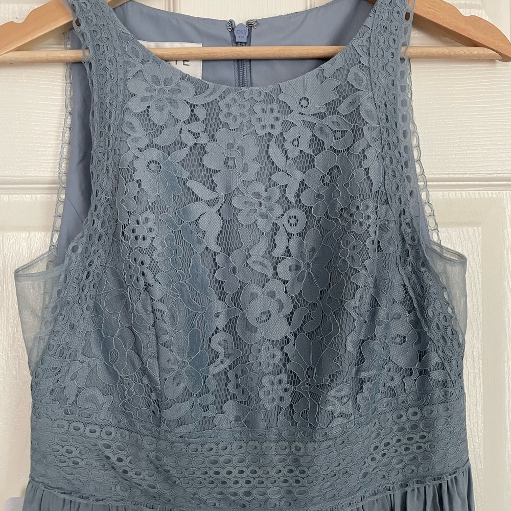 Azazie Blue Lace Maxi Dress - Picture 2 of 6